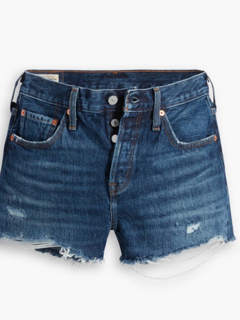 Levi’s 501 Shorts - Distressed Dark Blue - Size 28 - Like New Condition